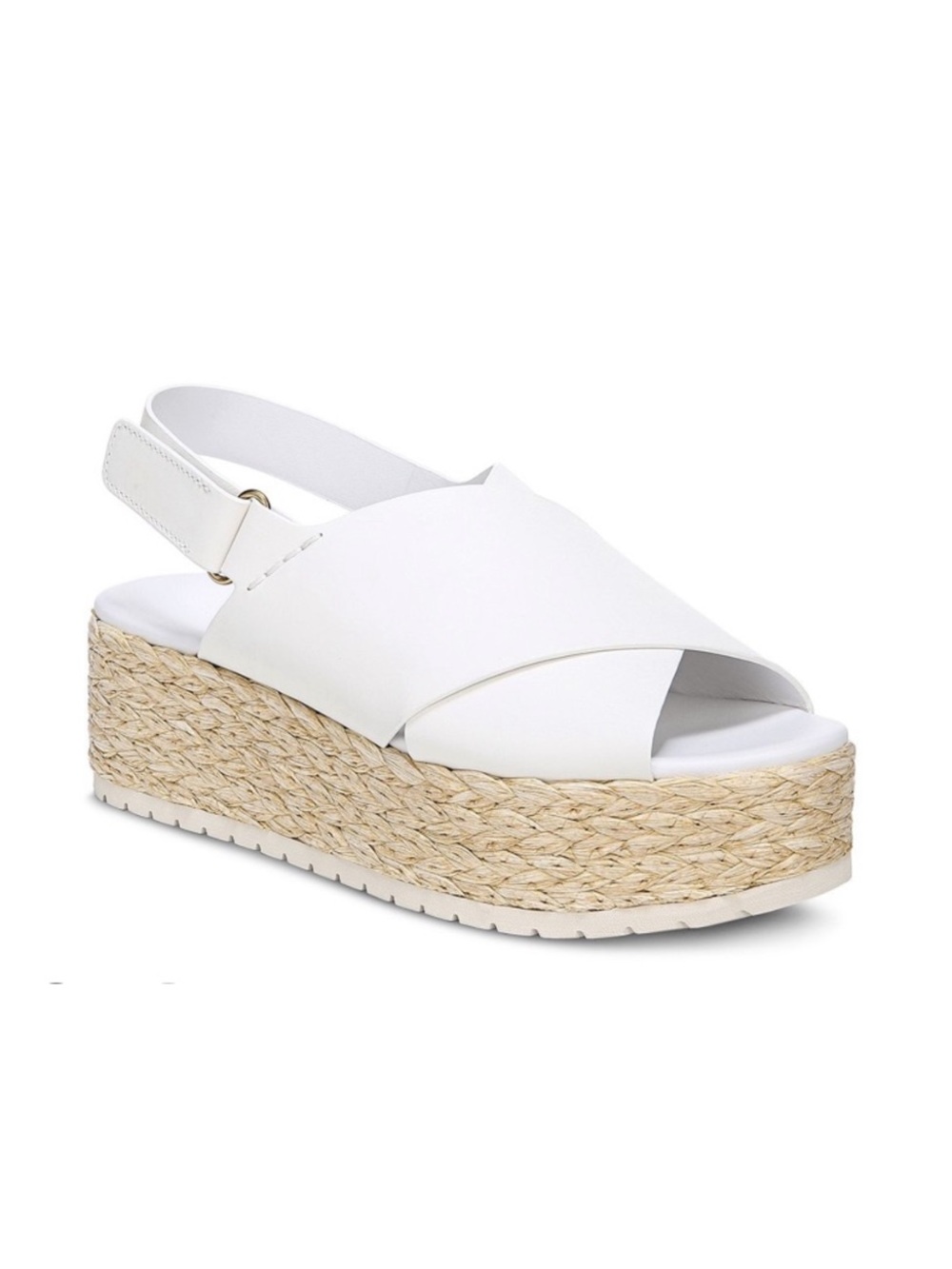 VINCE Jesson White Leather Platform Espadrille Slingback Sandals Size 9